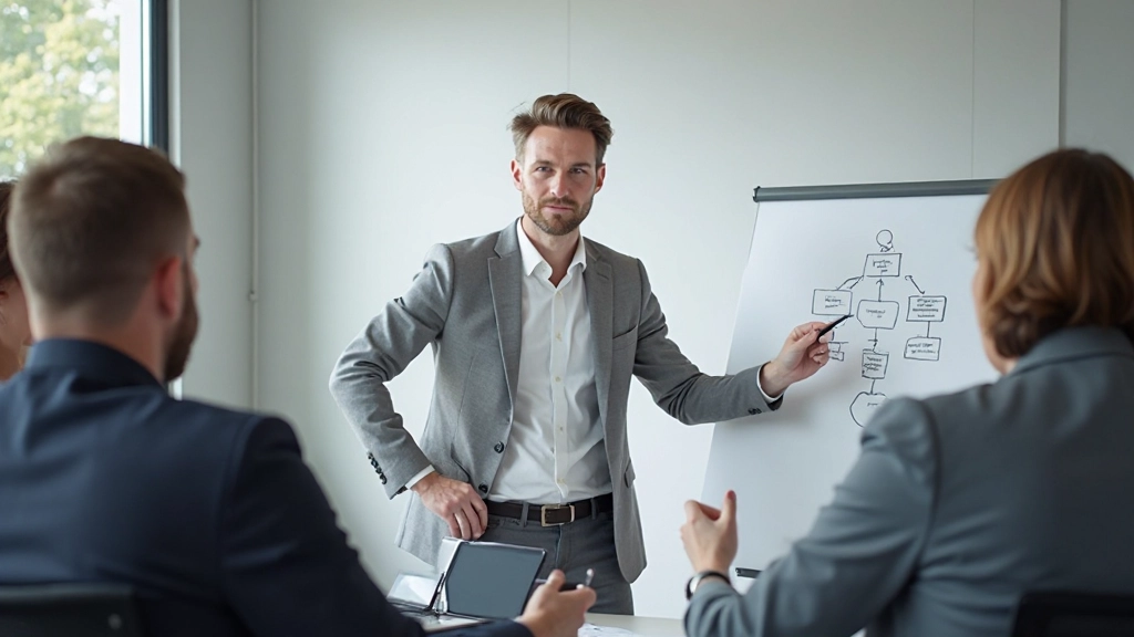 Whiteboard met hand getekende informatiestructuur diagram met categorieÃ«n en verbindingen